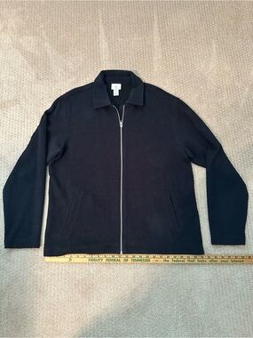 H&M Black Zip-Up Collared Knit Sweater